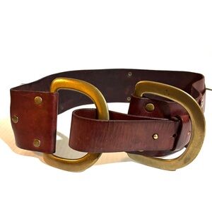 Linea Pelle Dark Brown Belt with Brass Buckle size M